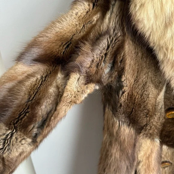 Vintage 70s Penny Lane Raccoon Fur Coat Fox Collar XS/S Longline Boho Statement - Picture 7 of 16